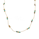 Collier doré pierres et disques dorés - TURQUOISE -