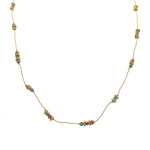 Collier doré pierres et disques dorés - GRENAT - EMERAUDE -