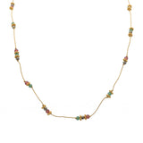 Collier doré pierres et disques dorés - GRENAT - EMERAUDE -