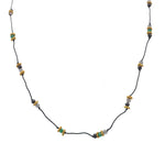 Collier doré pierres et disques dorés - LABRADORITE - ONYX