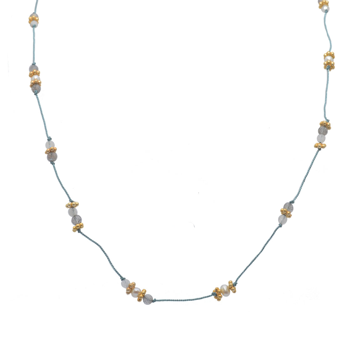 Collier doré pierres et disques dorés - LABRADORITE - PIERRE