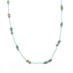 Collier doré pierres et disques dorés - TURQUOISE - PIERRE