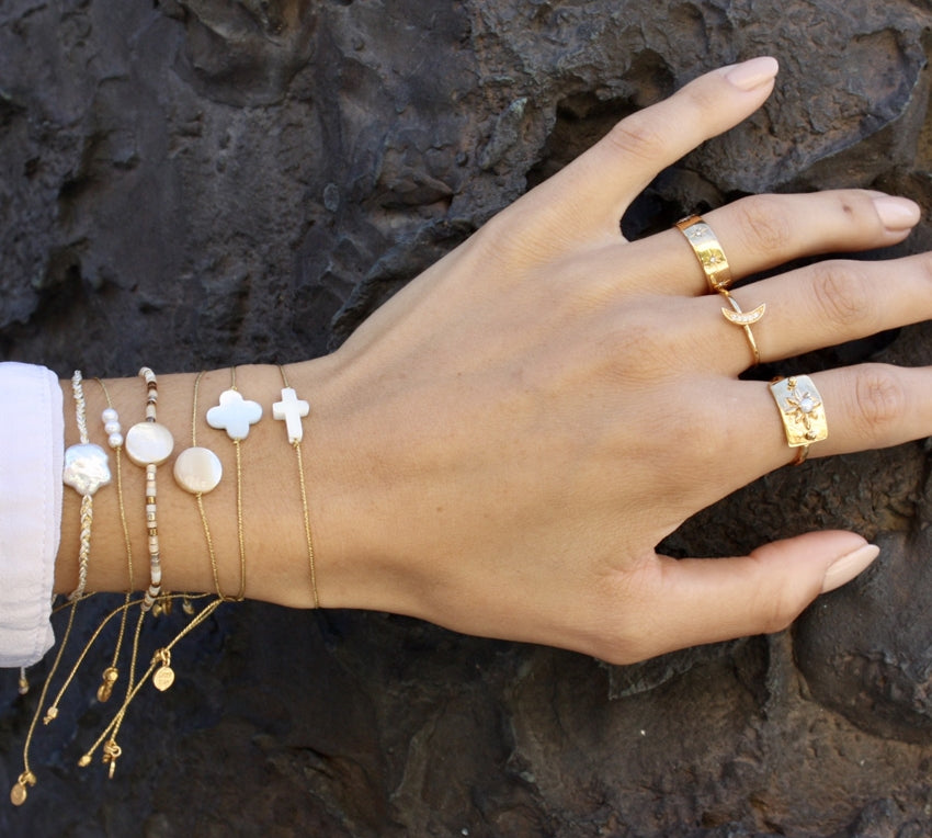 Bague demi-lune dorée à l’or fin 18k - Bagues