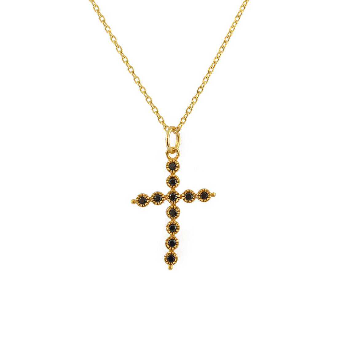 Collier doré et croix zircons - ZIRCONS NOIRS