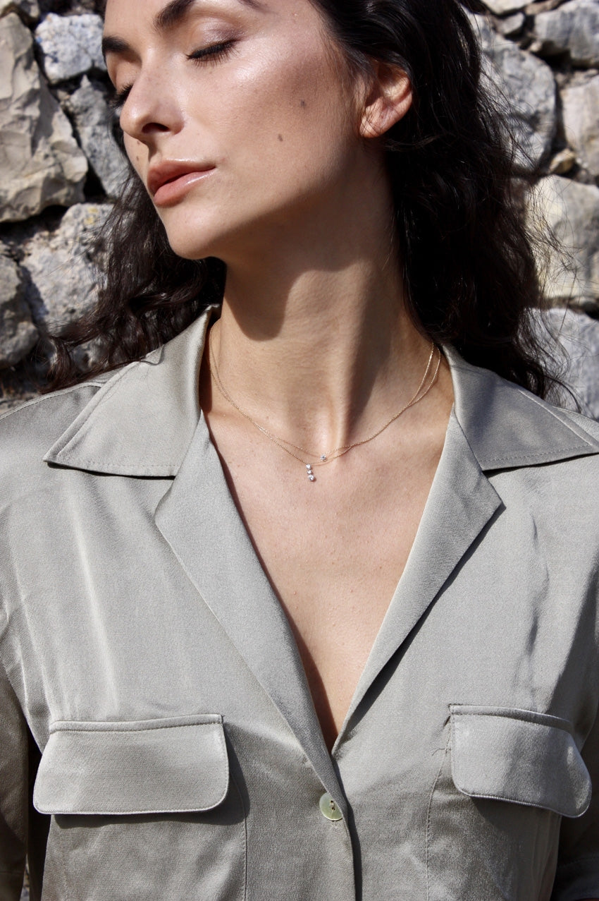 Collier or et diamant 0,23K
