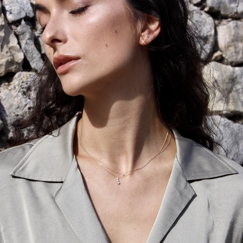 Collier or et diamant 0,23K