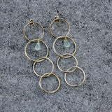 Boucles dorées anneaux et pierre goutte - PREHNITE