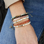 Bracelet cordon rose et pierres naturelles