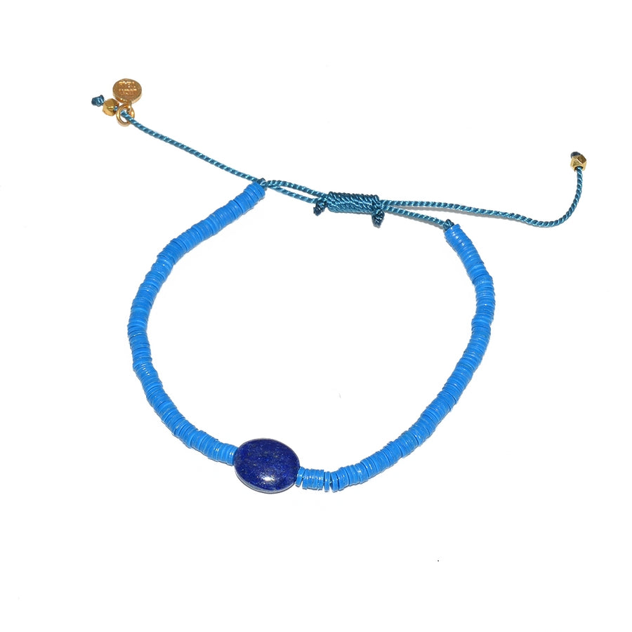 Bracelet vinyle bleu marine et lapis