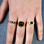 Bague dorée pierre ovale contour texturé - 50 / ONYX NOIRE