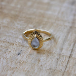 Bague dorée petite goutte pierre - 50 / PIERRE DE LUNE