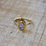 Bague dorée petite goutte pierre - 50 / PIERRE DE LUNE