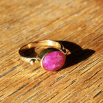 Bague dorée pierre - 50 / RUBIS