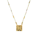 Collier cordon multi pierres plaque coeurs amour - GRENAT &