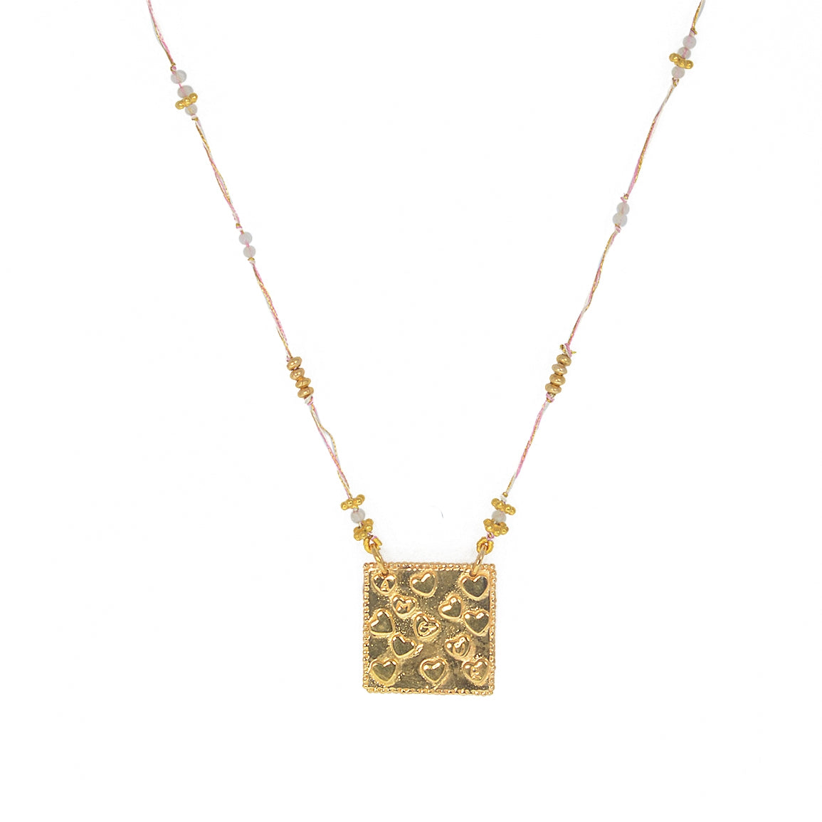 Collier cordon multi pierres plaque coeurs amour - QUARTZ