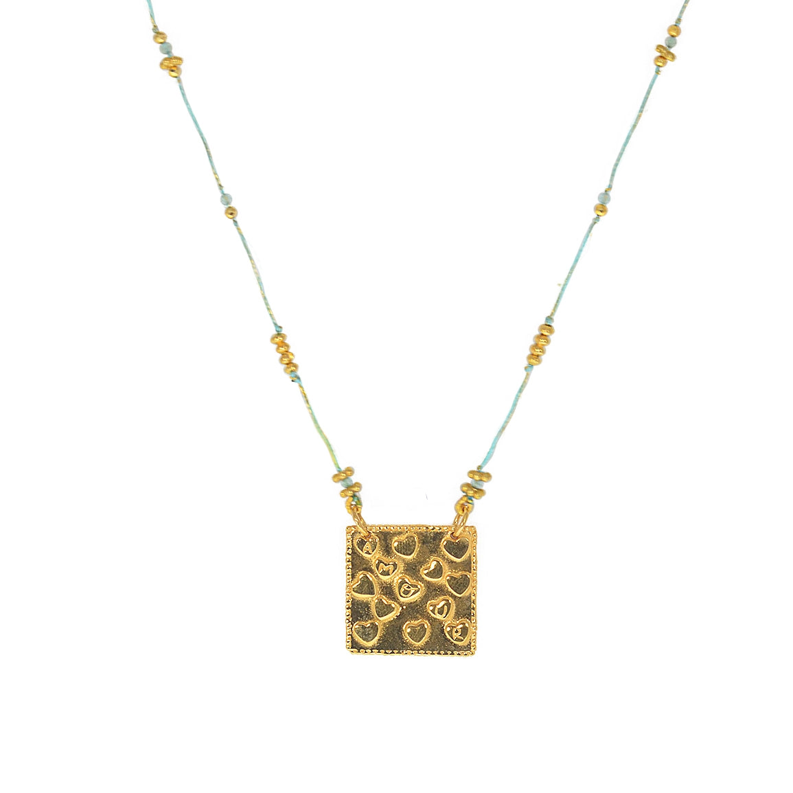 Collier cordon multi pierres plaque coeurs amour - APATITE
