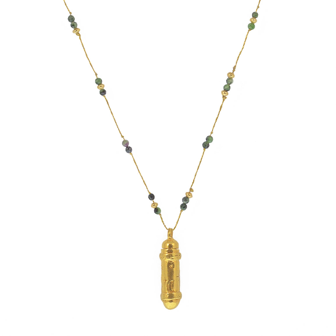 Collier cordon doré pierres et amulette astres - RUBIS