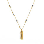 Collier cordon doré pierres et amulette astres - PYRITE -