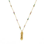Collier cordon doré pierres et amulette astres - ONYX VERTE