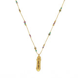 Collier cordon doré pierres et amulette astres - ONYX VERTE