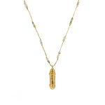 Collier cordon doré pierres et amulette astres - ONYX VERTE