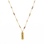 Collier cordon doré pierres et amulette astres - ONYX ROUGE