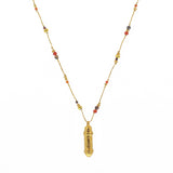 Collier cordon doré pierres et amulette astres - ONYX ROUGE