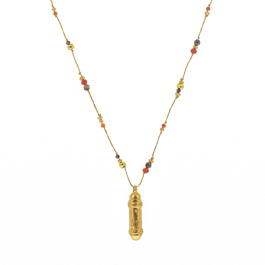 Collier cordon doré pierres et amulette astres - ONYX ROUGE