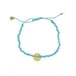 Bracelet cordon et croix martelée - TURQUOISE