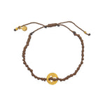 Bracelet cordon et croix martelée - CHOCOLAT