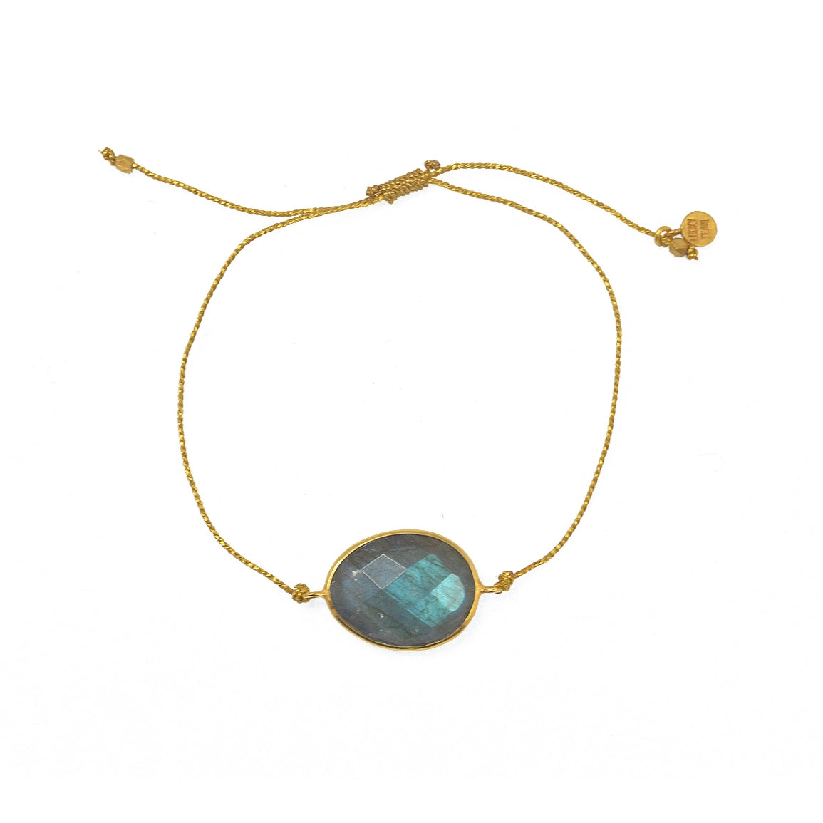 Bracelet cordon doré et pierre facettée - LABRADORITE