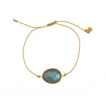 Bracelet cordon doré et pierre facettée - LABRADORITE