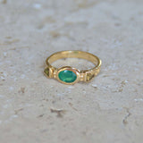 Bague dorée motifs fleurs et pierres
