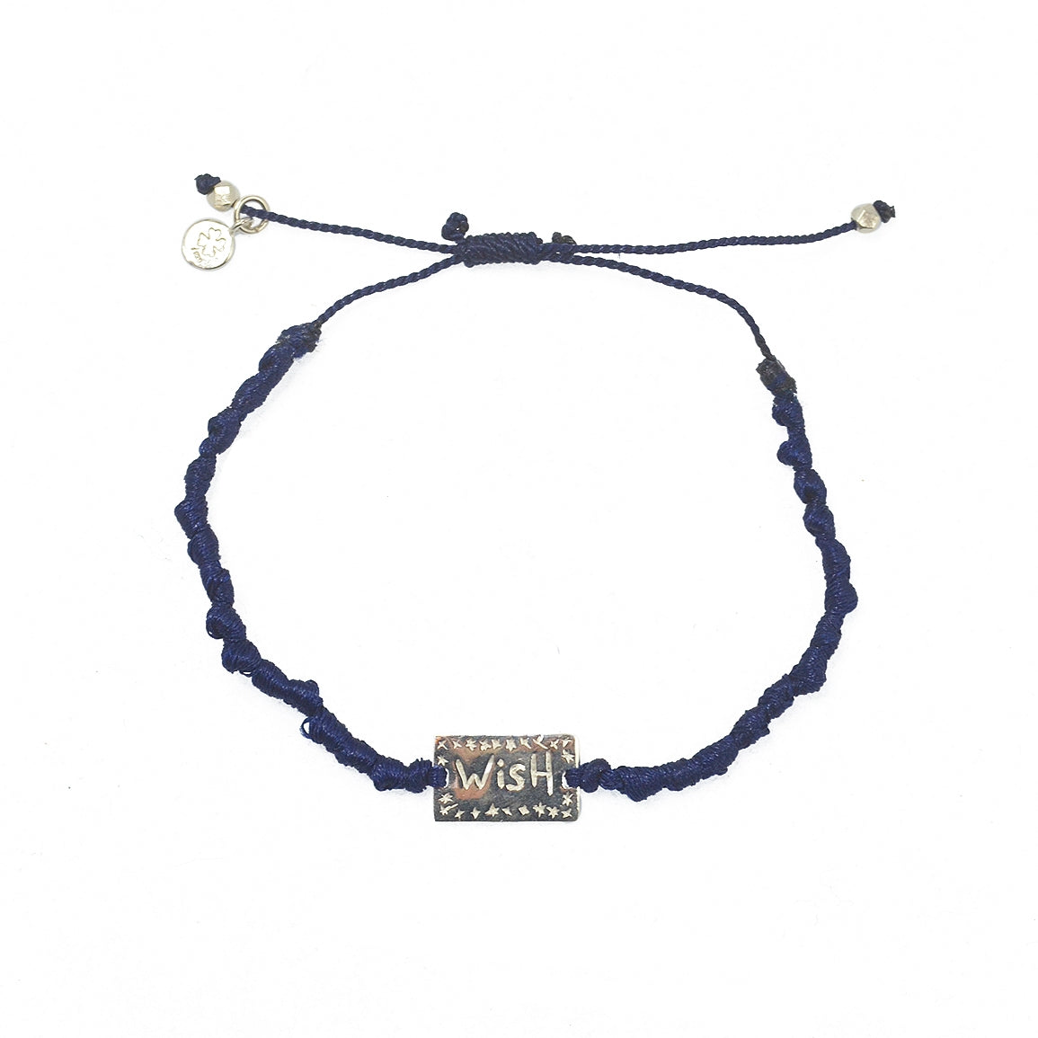 Bracelet cordon plaque Wish / Voeux en argent 925