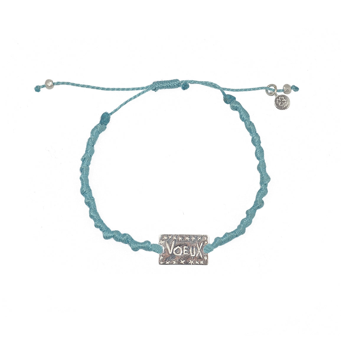 Bracelet cordon plaque Wish / Voeux en argent 925