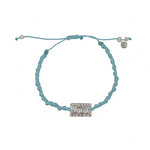 Bracelet cordon plaque Wish / Voeux en argent 925