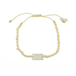 Bracelet cordon plaque Wish / Voeux en argent 925 - BEIGE
