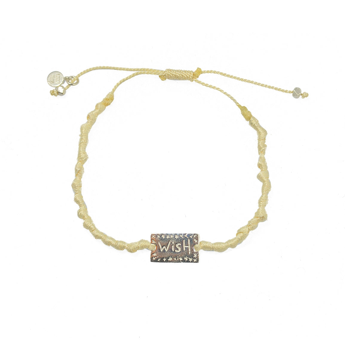 Bracelet cordon plaque Wish / Voeux en argent 925