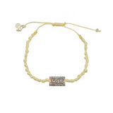 Bracelet cordon plaque Wish / Voeux en argent 925