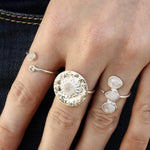 Bague ronde argent 925 martelée et pierre