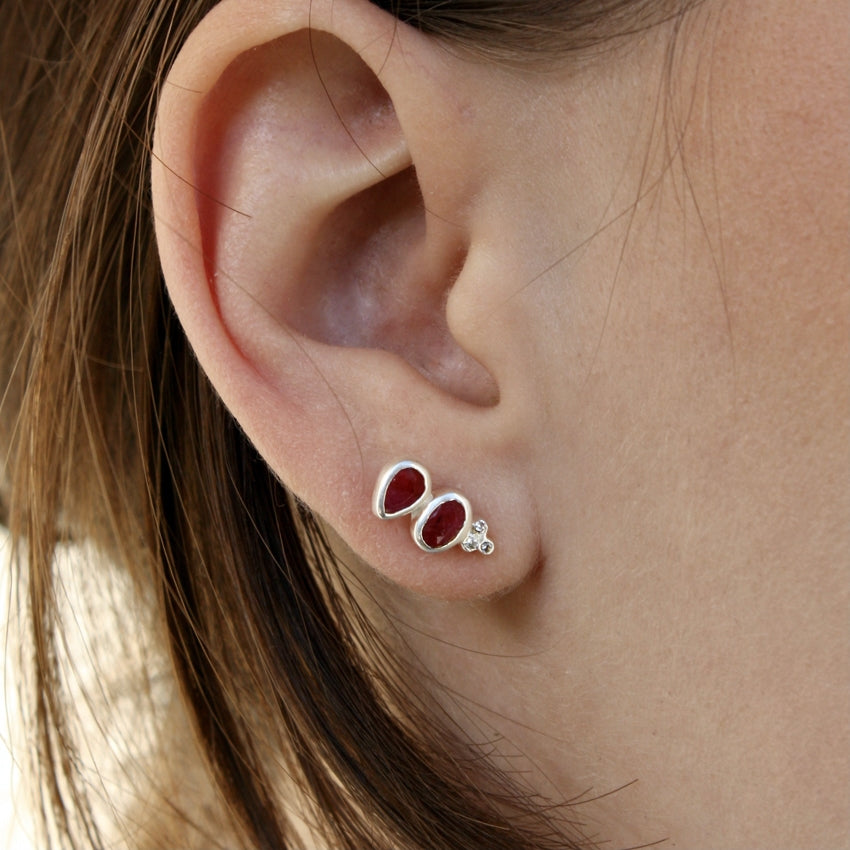 Boucles argent 925 et pierres - ZIRCONS & RUBIS - Boucles