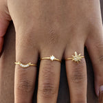 Bague dorée feuille martelée - Bagues