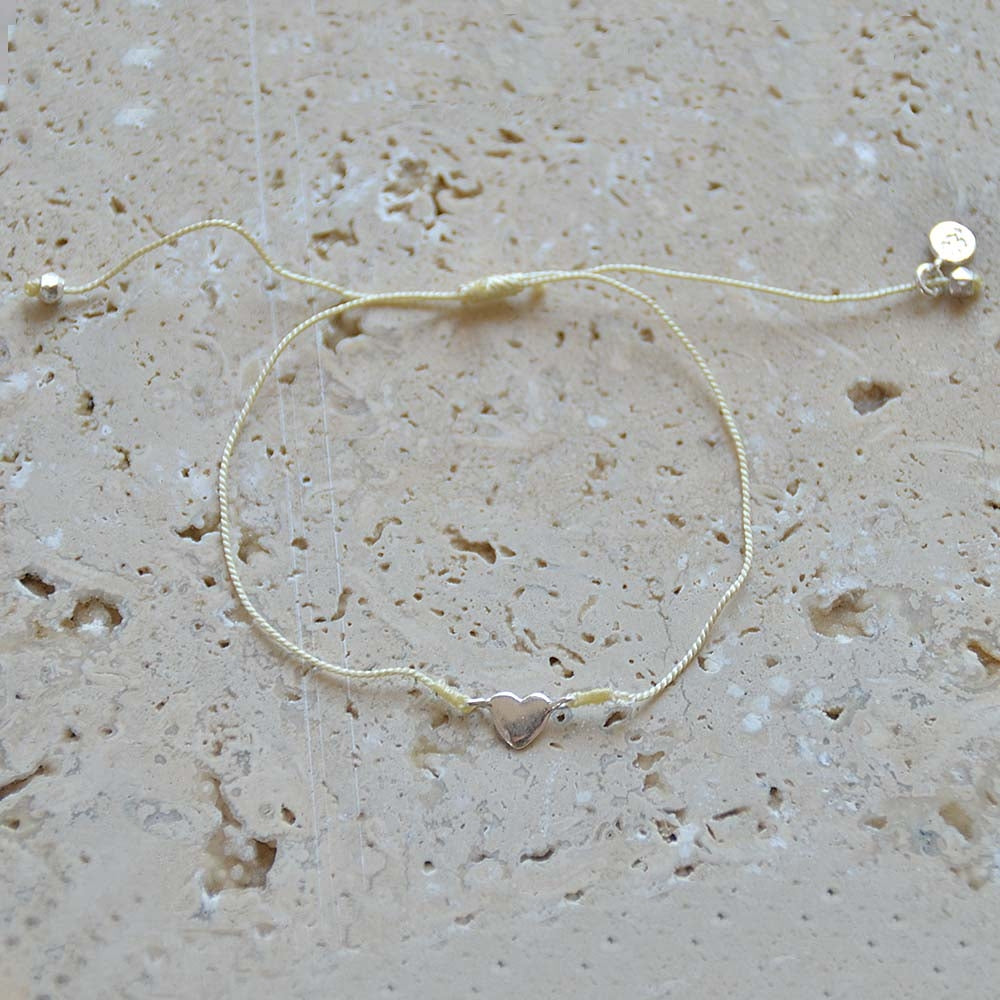 Bracelet fil fin coloré et coeur argent 925