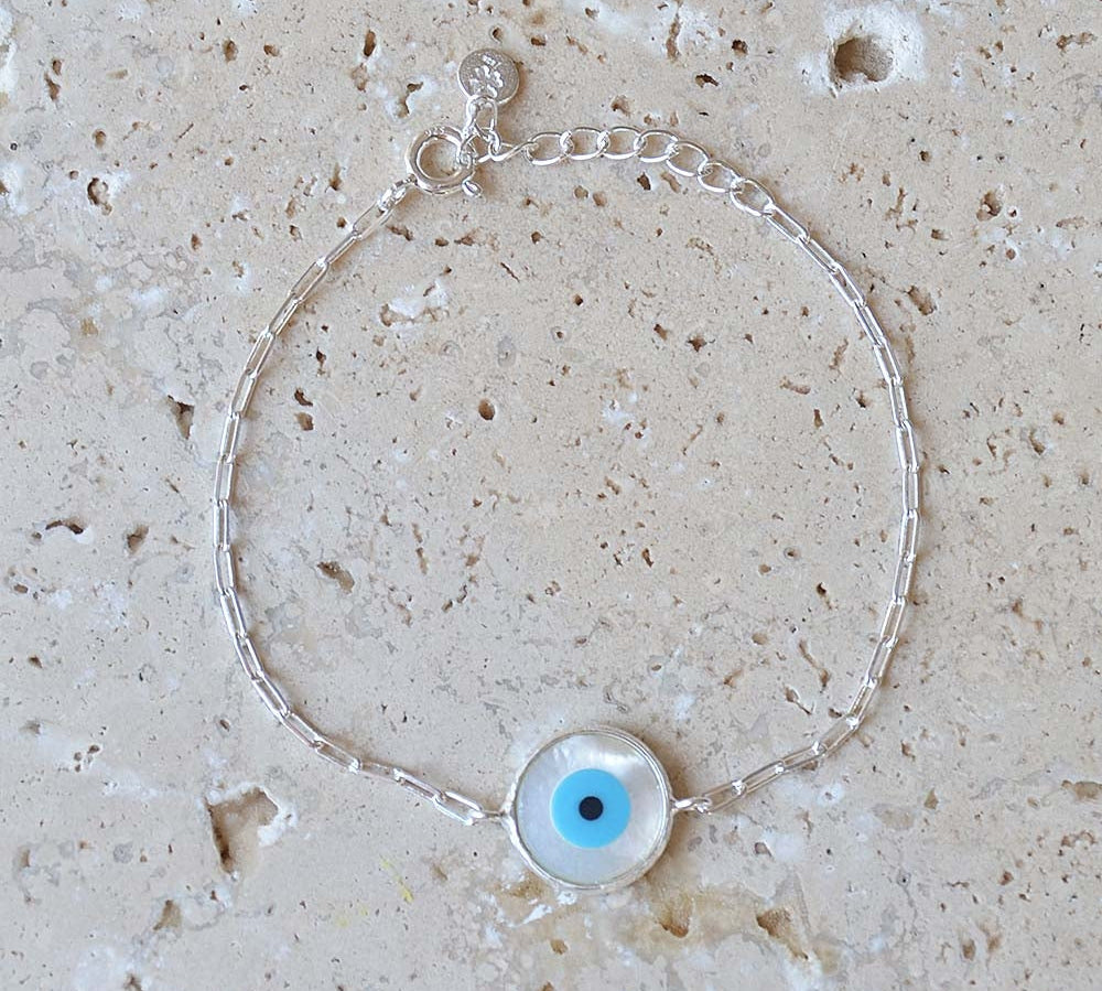 Bracelet argent 925 et oeil nacre - S