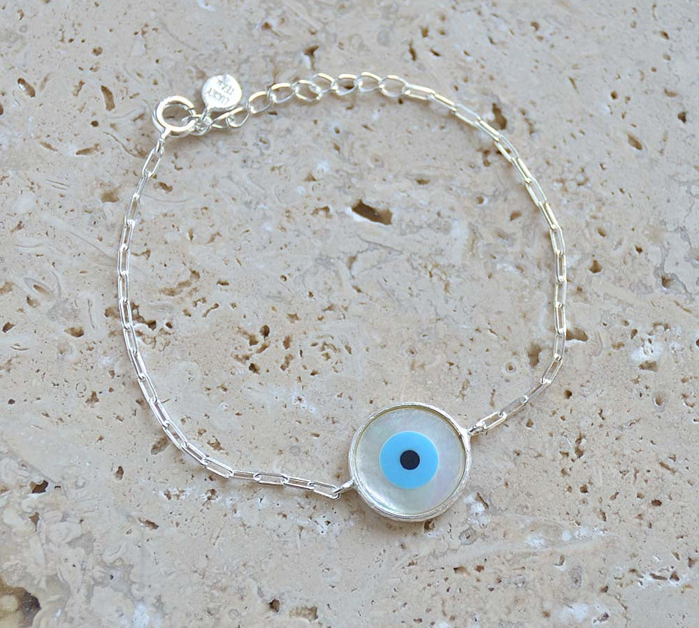 Bracelet argent 925 et oeil nacre - M