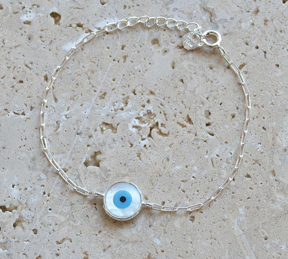 Bracelet argent 925 et oeil nacre - XS