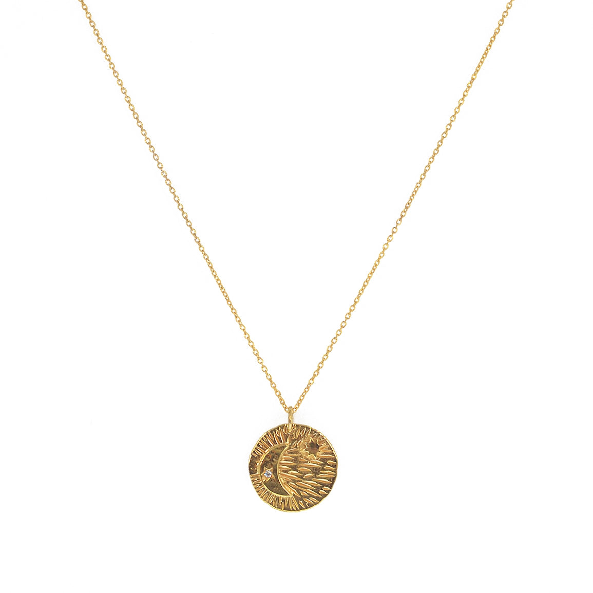 Collier doré médaille astres texturée