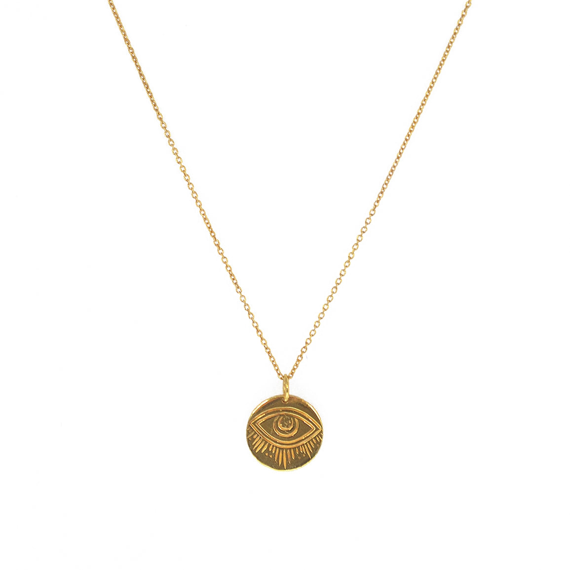 Collier doré pendentif oeil gravé