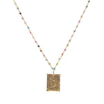 Sautoir doré pierres et plaque mains - TOURMALINE
