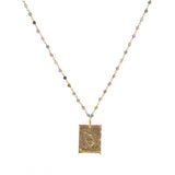 Sautoir doré pierres et plaque mains - TOURMALINE